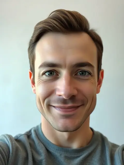 Original selfie of an AI-generated synthetic person (before)